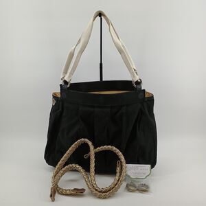 Miche Prima Base Black Purse 2 prs Handles‎ White Braided Metallic Carabiners